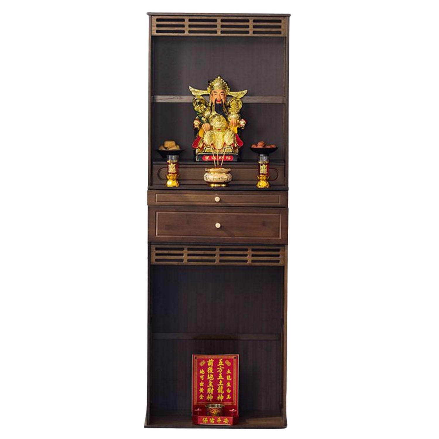 Traditioneller Altartischschrank zur Meditation, großes Lagerregal, Schublade, tragbarer Griff, Ritualmöbel(Brown,50 * 37 * 172cm/19 * 14 * 67in)