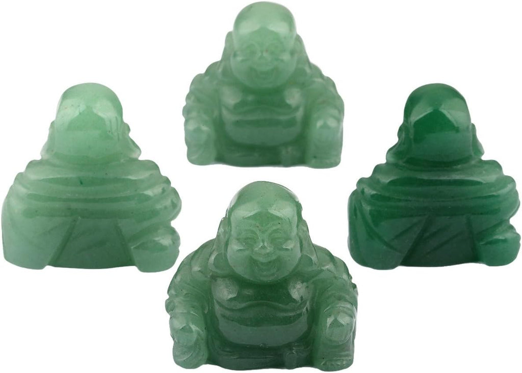 Nupuyai Green Aventurine Laughing Buddha Figure Gemstone Crystal Lucky Buddha Healing Stone Feng Shui Decoration