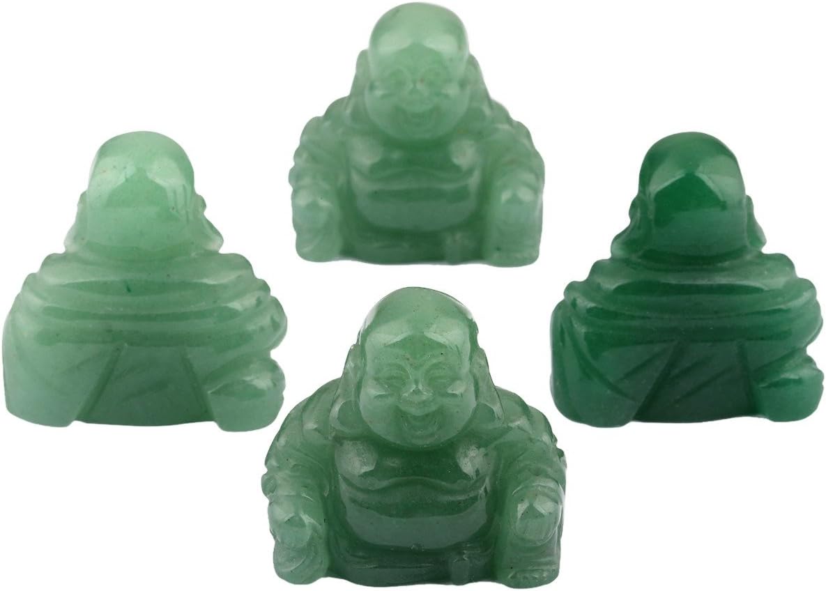 Nupuyai Green Aventurine Laughing Buddha Figure Gemstone Crystal Lucky Buddha Healing Stone Feng Shui Decoration