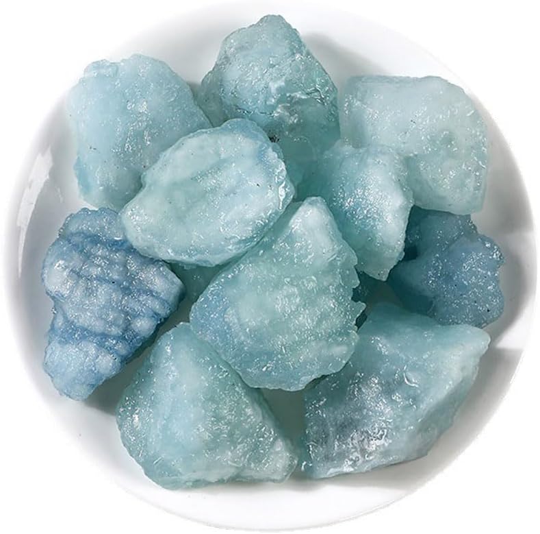 Aquamarine Raw Crystals Large 1.2-2 Inch Healing Crystals Natural Raw Stones Crystal for Tumbling Cabbing Fountain Stones Decoration Polishing Wire Wrapping Wicca and Reiki