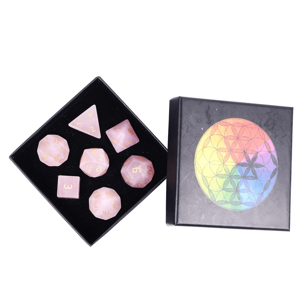 Nupuyai Kambaba Jasper Stone Polyhedral Dice Gemstones Set, 7 Pieces Healing Stones Set, Table Games for Dungeon and Dragons Dice, DND RPG MTG Dice Game Gift