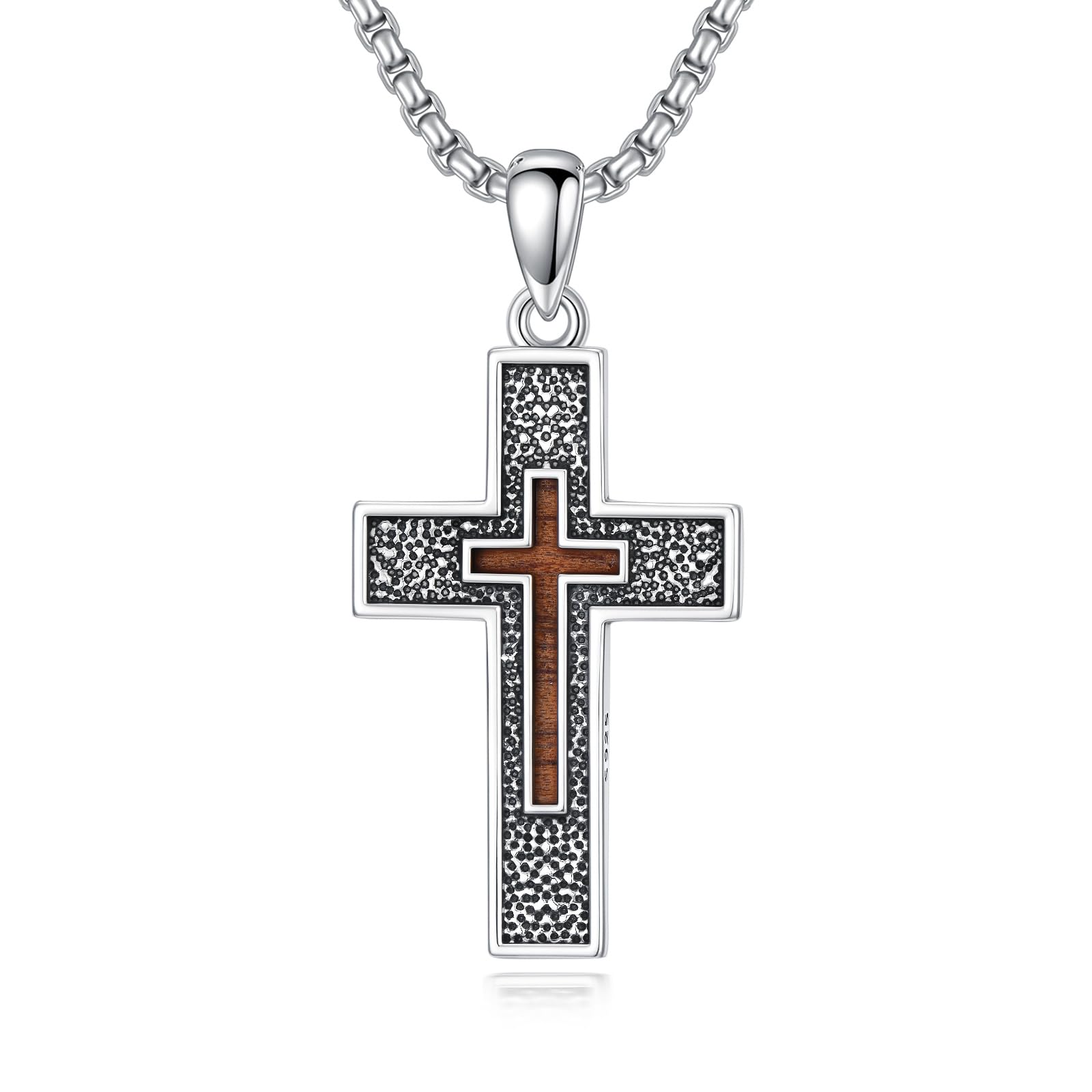 ROMANTICWORK Kreuz Kette 925 Sterling Silber Kreuz Halskette Kreuz Anhänger Christlicher Religiöser Gotischer Kreuz Schmuck Geschenke für Herren Männer Damen