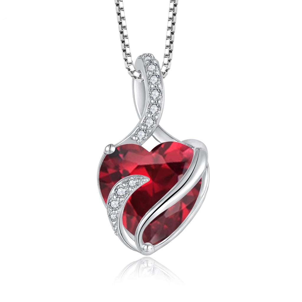 FJ Heart Birthstone Necklace Women's 925 Sterling Silver Infinity Necklace Jewellery Gifts for Women Mother Girlfriend Mum