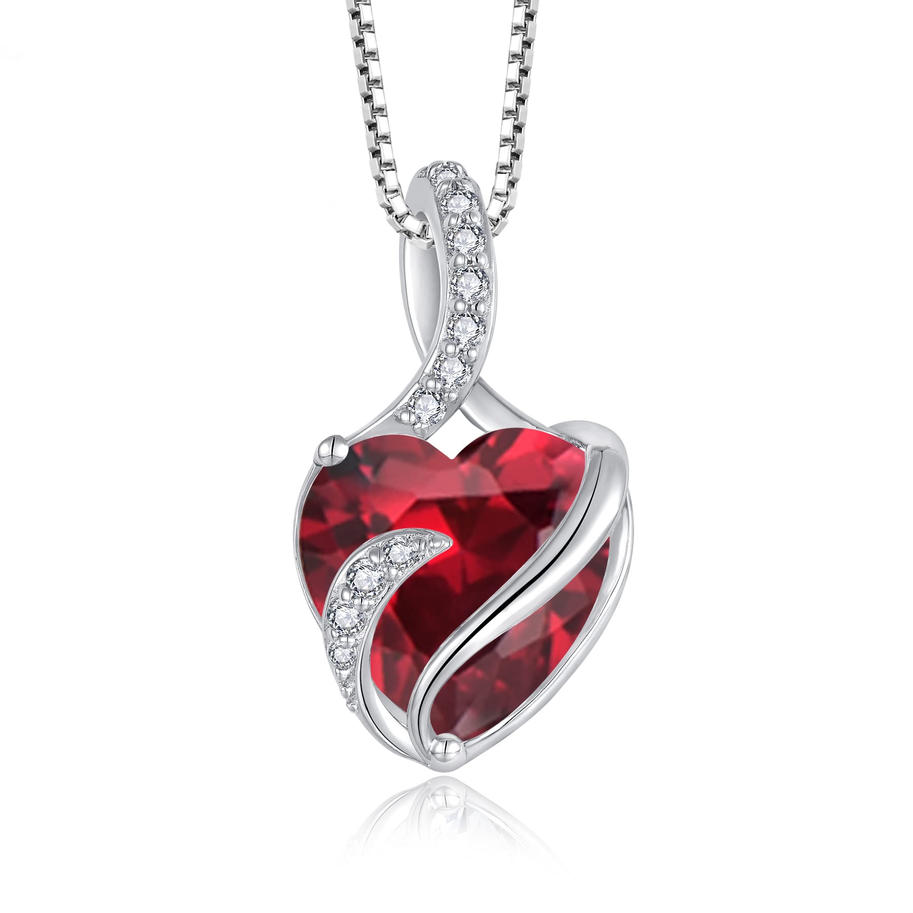 FJ Heart Birthstone Necklace Women's 925 Sterling Silver Infinity Necklace Jewellery Gifts for Women Mother Girlfriend Mum