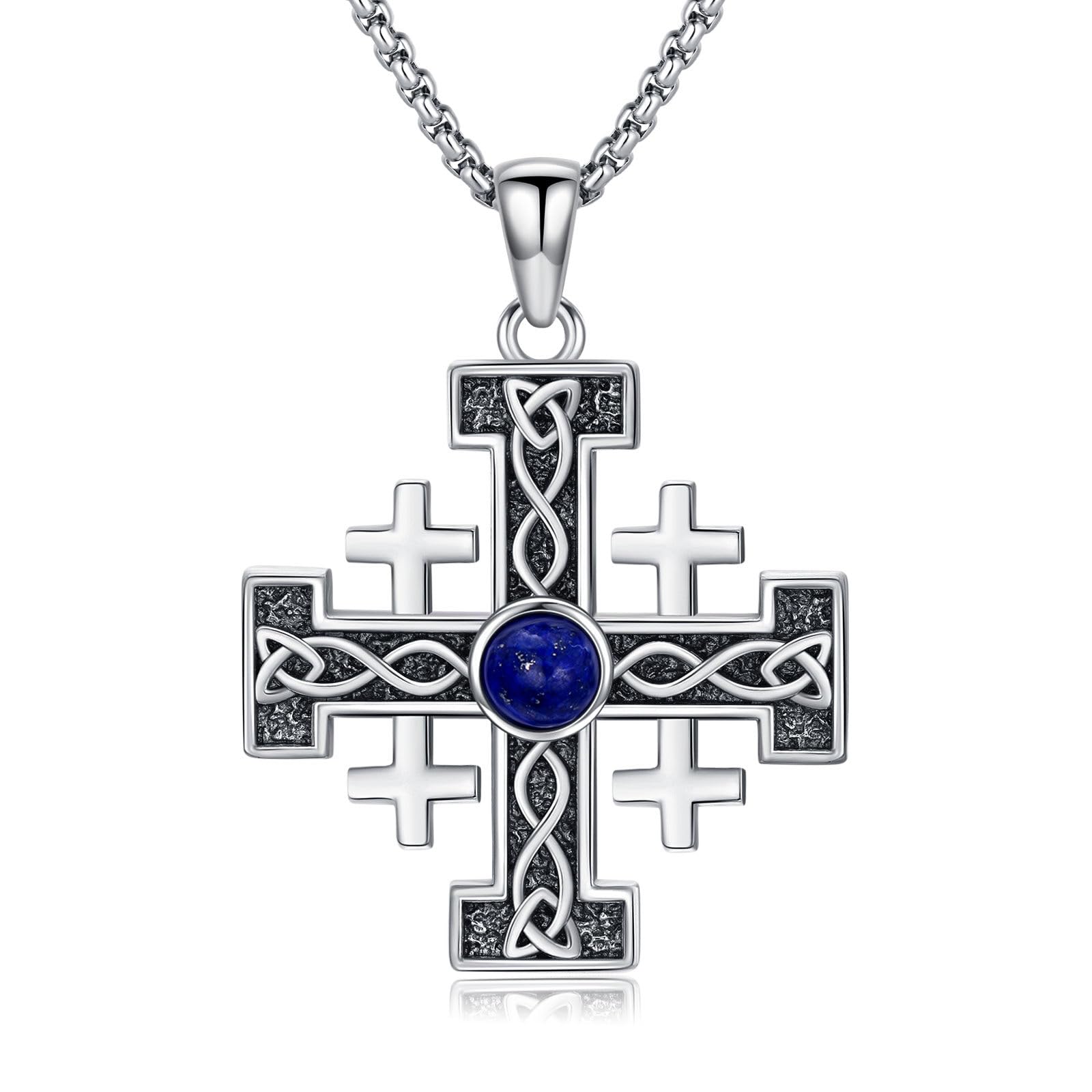 ROMANTICWORK Kreuz Kette 925 Sterling Silber Kreuz Halskette Kreuz Anhänger Christlicher Religiöser Gotischer Kreuz Schmuck Geschenke für Herren Männer Damen