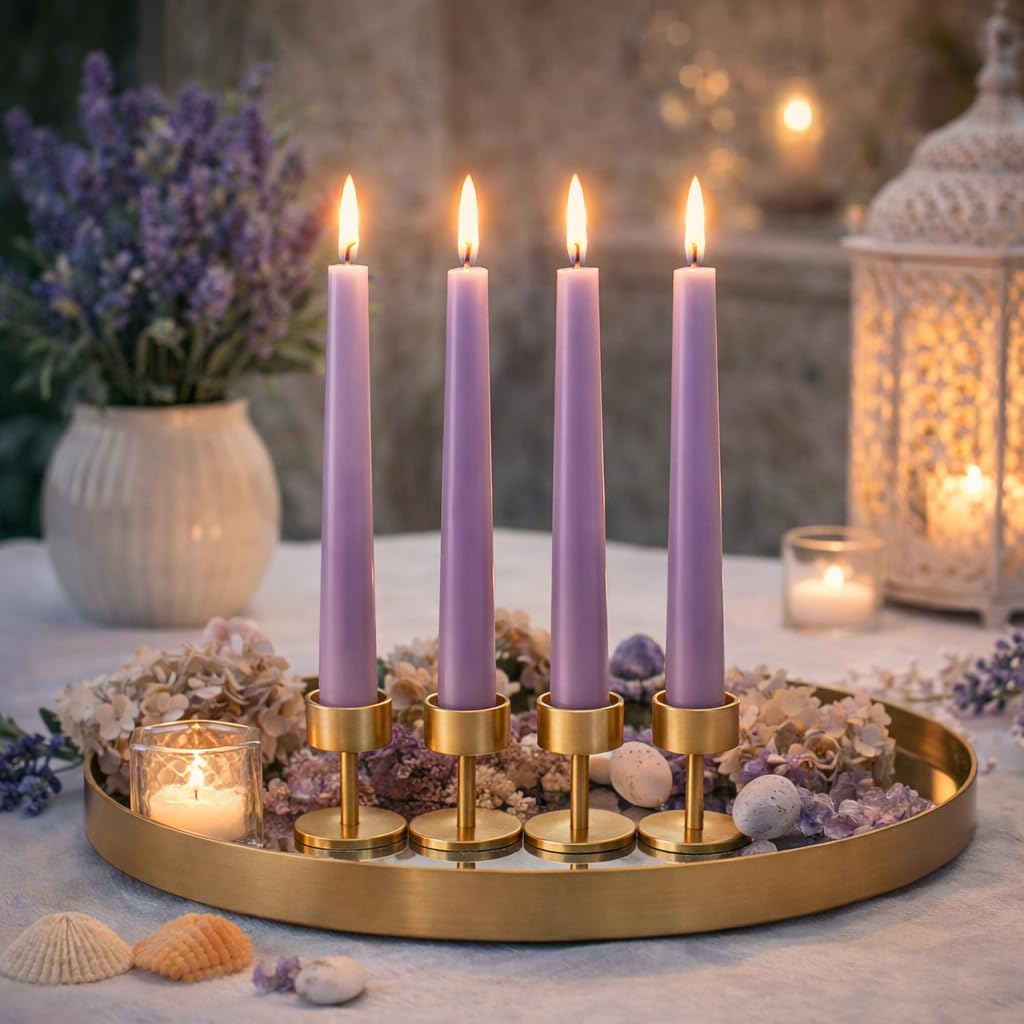 10 Bunte Spitzkerzen durchgefärbt 100x22mm | RAL Stabkerzen mit 8h+ Brenndauer | Ohne Tropfen & Rußen | Tafelkerzen für Leuchter | Made in Germany (Pastellrosa)