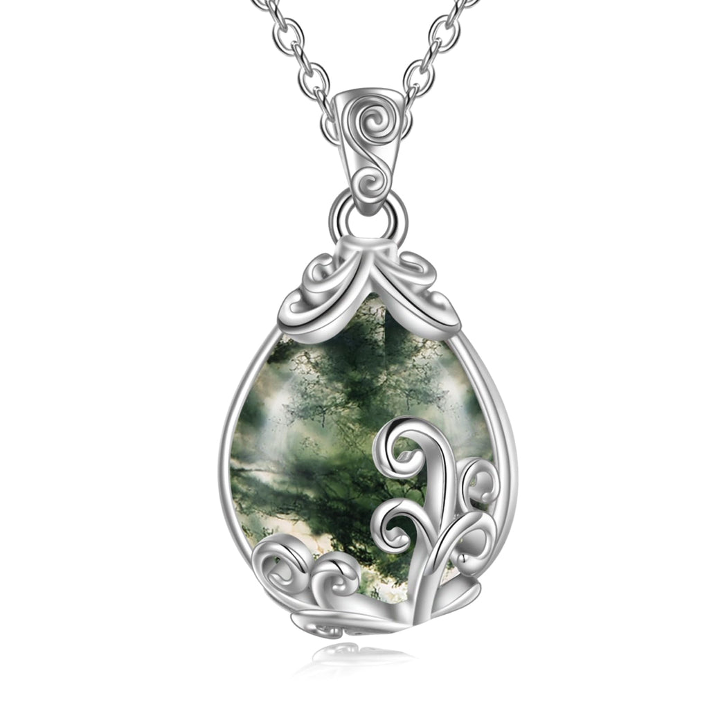 POPLYKE Sterling Silver Gemstone Filigree Teardrop Pendant Necklace Crystal Jewellery for Women