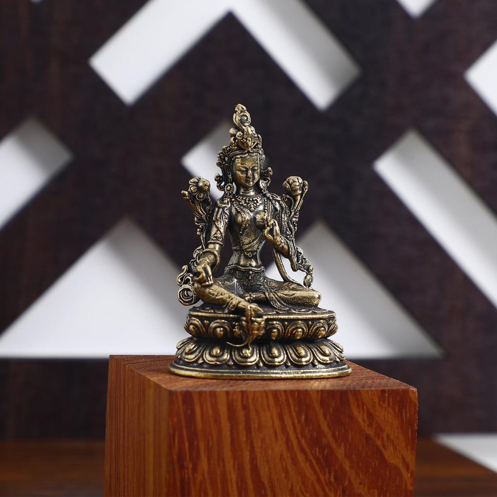 MAGICLULU Tara Buddha Statue Messing Skulptur Dekoration Home Office Figur Buddha Messing Skulptur Tara Statue