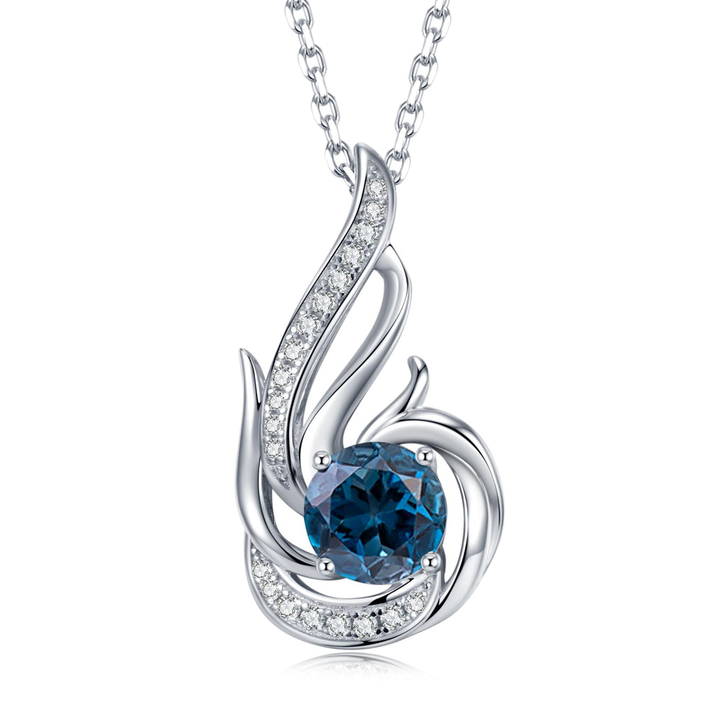 Sterling Silber Geburtsstein Halskette für Frauen erstellt oder echte Edelstein Phoenix Halsketten Geburtstag Jubiläum Schmuck Geschenke für Frauen Mädchen Mama, justierbare Kette