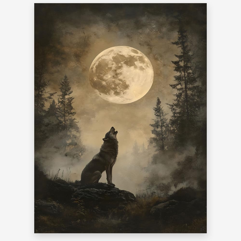 incstirup Vintage Moody Halloween Wall Art Raven-Crow Poster For Farmhouse Cottage Gothic Wall Decor-Dark Academia Art Canvas Print Picture For Room Bedroom Halloween Decor