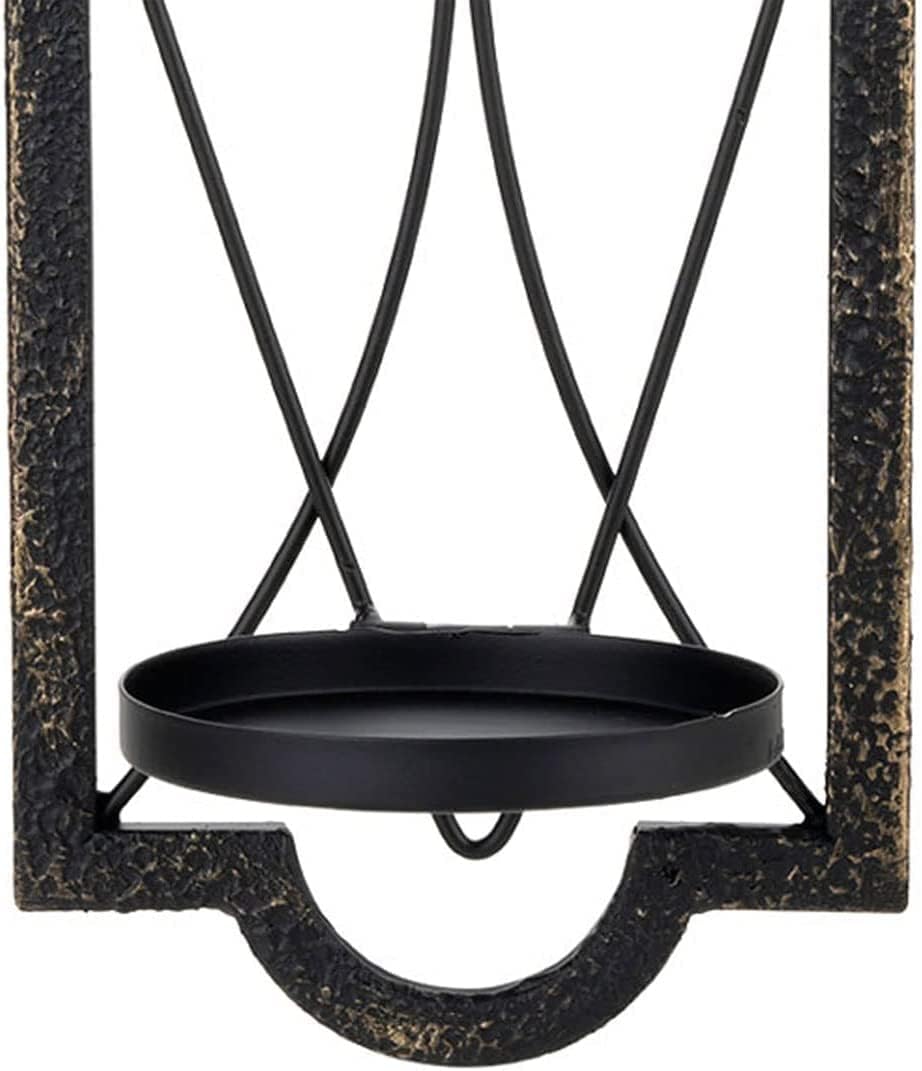 2 Stück Kerzenhalter Wand Vintage,Hängende Metall Wandkerzenhalter für Wanddeko(Schwarz und Gold)
