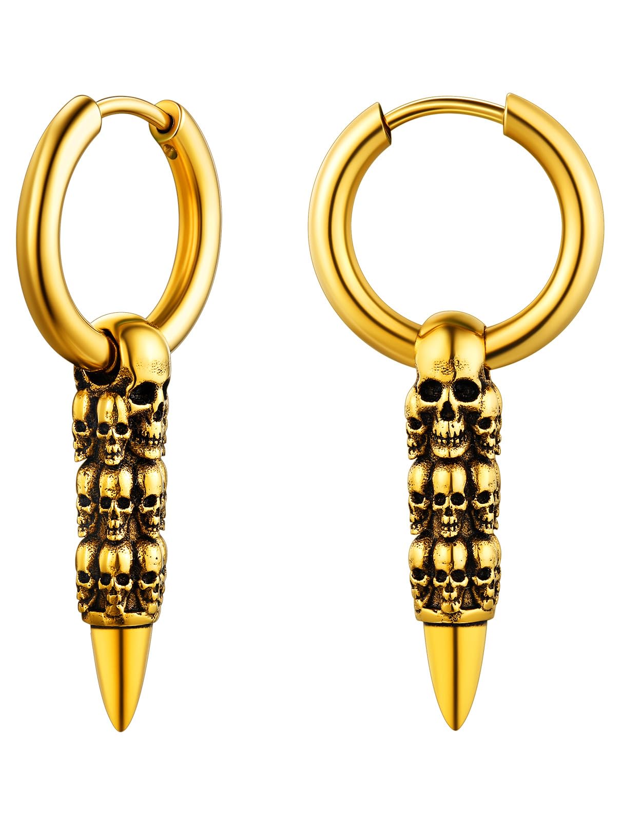 FaithHeart Edelstahl Totenkopf Ohrstecker für Herren Damen Punk Gotik Schädel Ohrring Piercing Creolen Ohrstecker für Weihnachten Valentinstag Halloween
