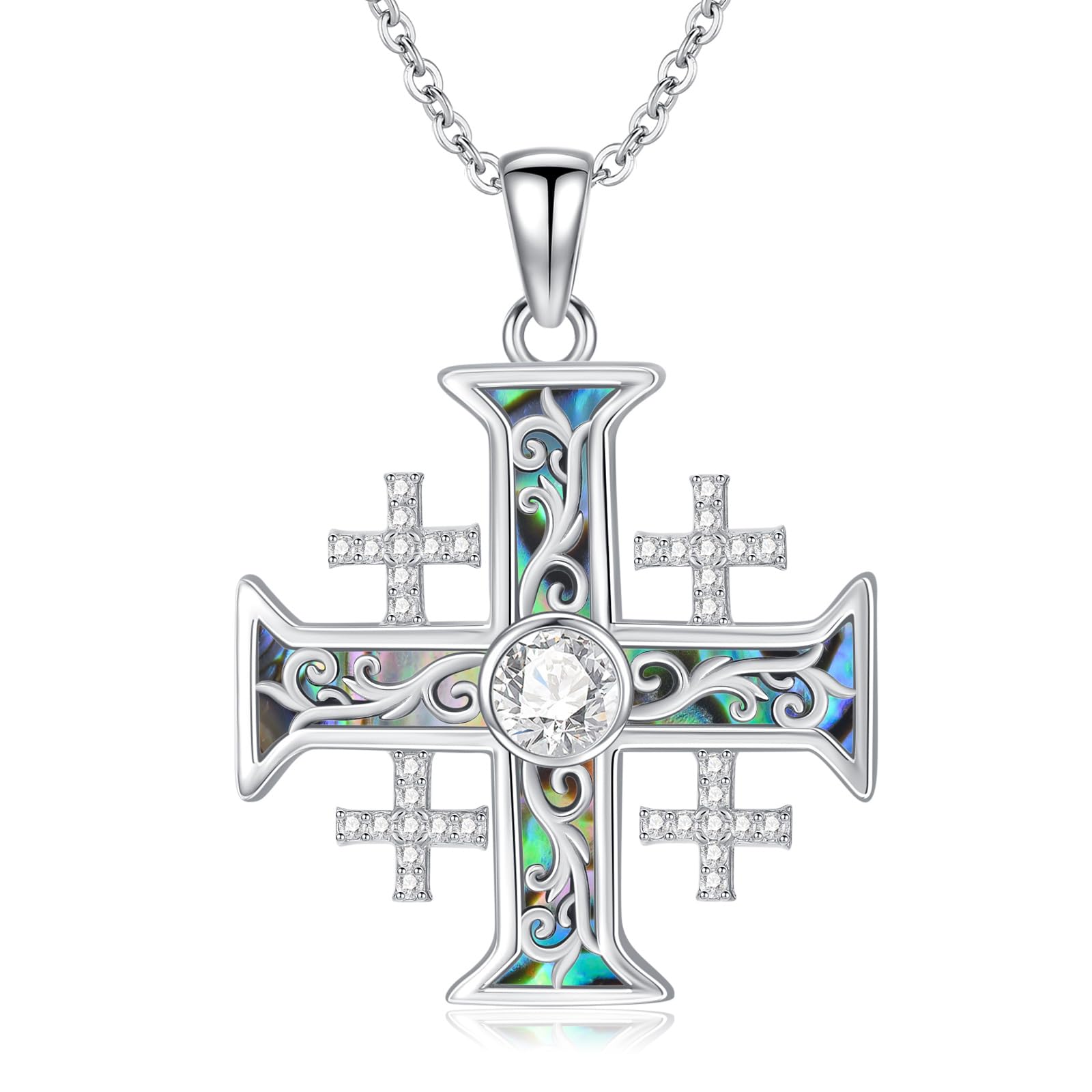 ROMANTICWORK Kreuz Kette 925 Sterling Silber Kreuz Halskette Kreuz Anhänger Christlicher Religiöser Gotischer Kreuz Schmuck Geschenke für Herren Männer Damen