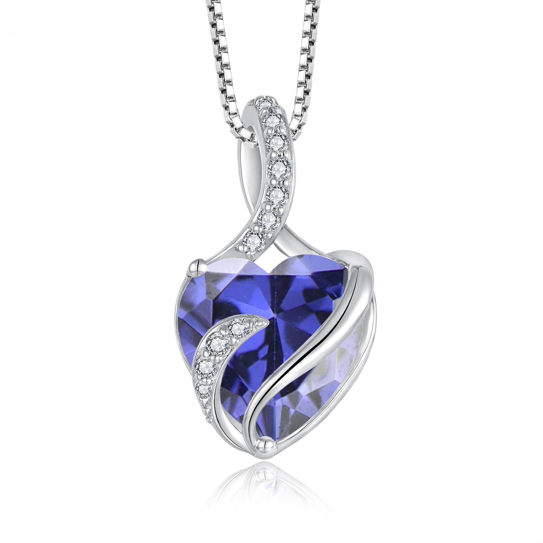 FJ Heart Birthstone Necklace Women's 925 Sterling Silver Infinity Necklace Jewellery Gifts for Women Mother Girlfriend Mum