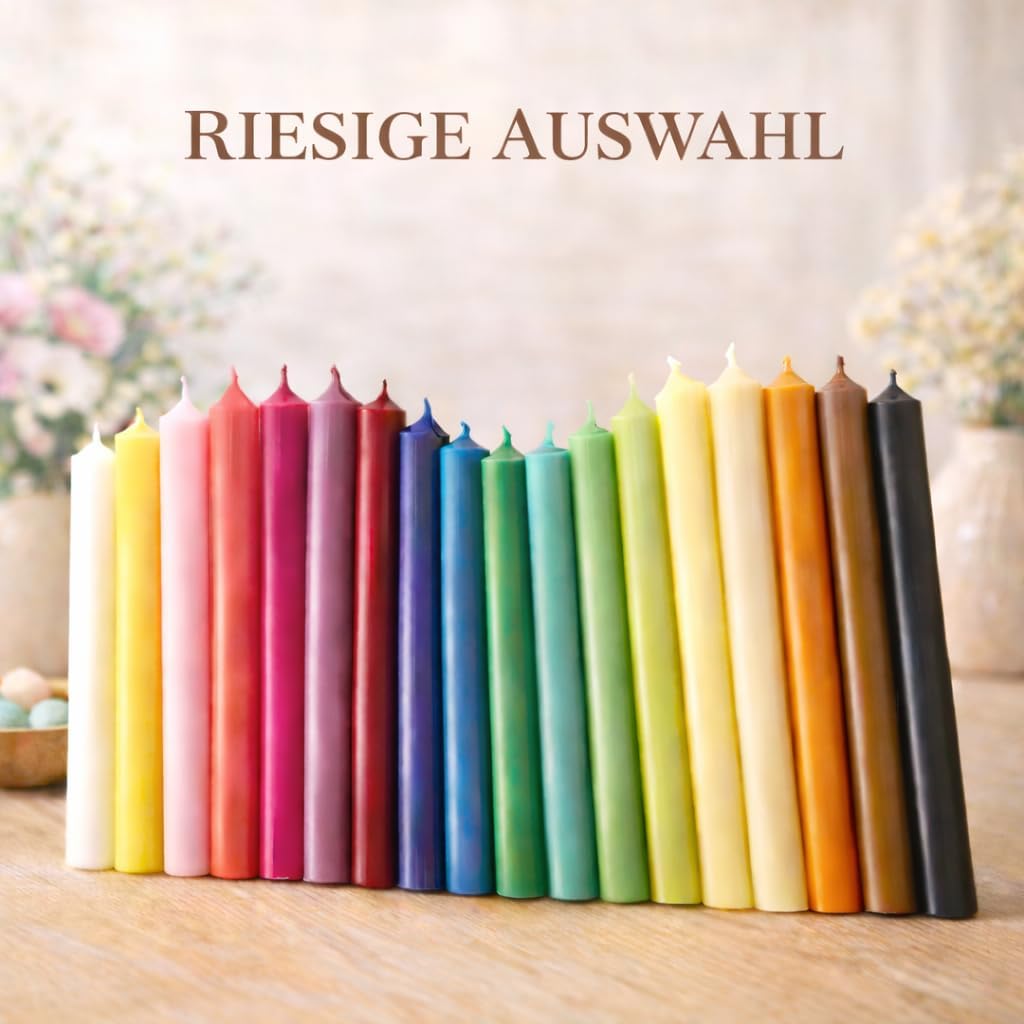 25 kurze Stabkerzen durchgefärbt 100x22mm | RAL Tafelkerzen mit 4h Brenndauer | Ohne Tropfen & Rußen | Leuchterkerzen für Deko | Made in Germany (Pink)