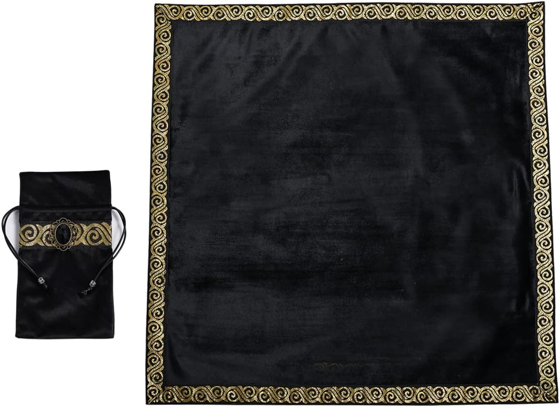 BLESSUME Tarot Tablecloth Altar Tarot Cloth One Size (Black 1)