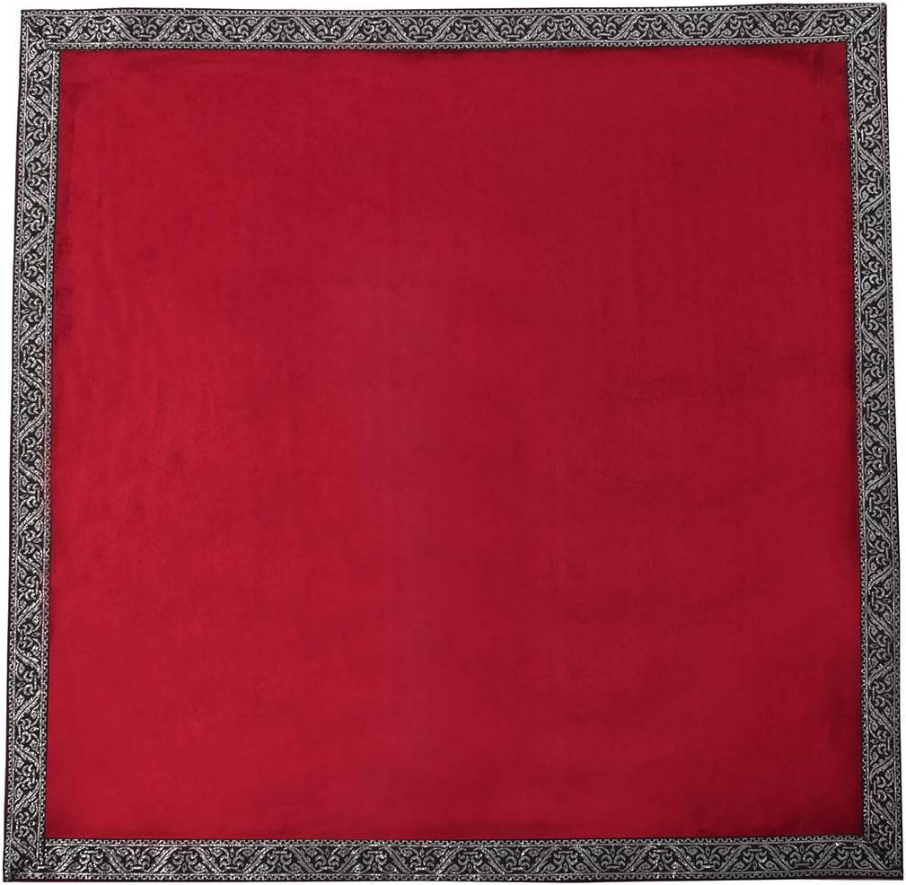 BLESSUME Witch Altar Tarot Table Cloth and Pouch Square Divination Tarot Cloth (Red)