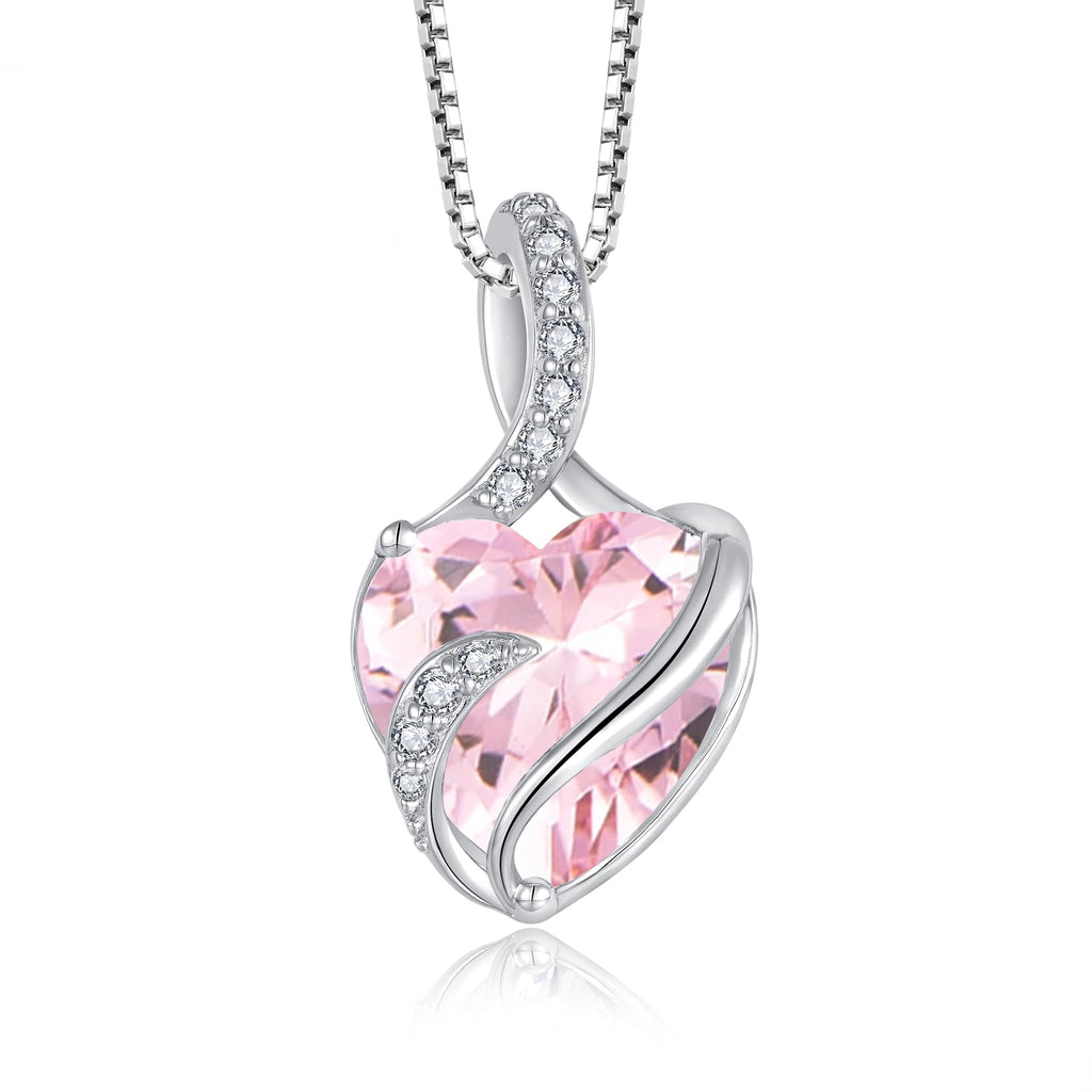 FJ Heart Birthstone Necklace Women's 925 Sterling Silver Infinity Necklace Jewellery Gifts for Women Mother Girlfriend Mum