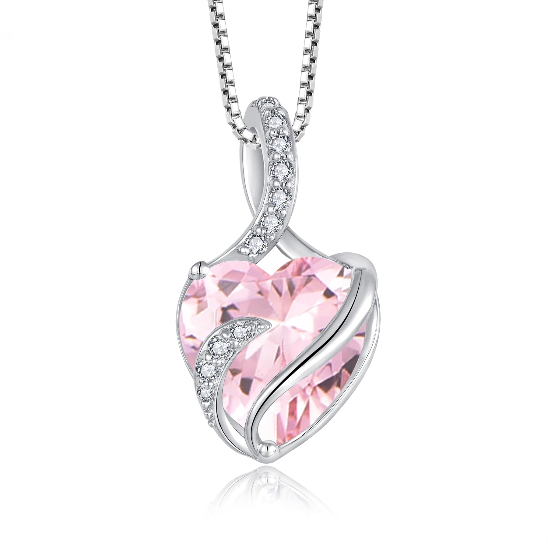 FJ Heart Birthstone Necklace Women's 925 Sterling Silver Infinity Necklace Jewellery Gifts for Women Mother Girlfriend Mum