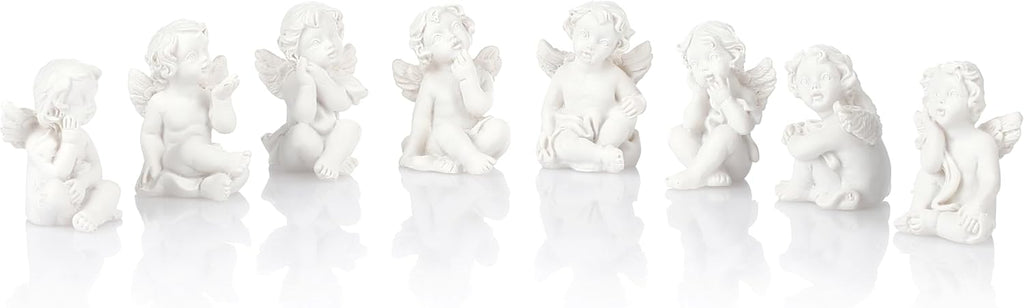 Nordstern Engel Figuren 8er Set - Engelsfiguren für Tischdekoration, Schutzengel, Geschenk zur Taufe oder Weihnachten Weiß - 3 x 2 cm