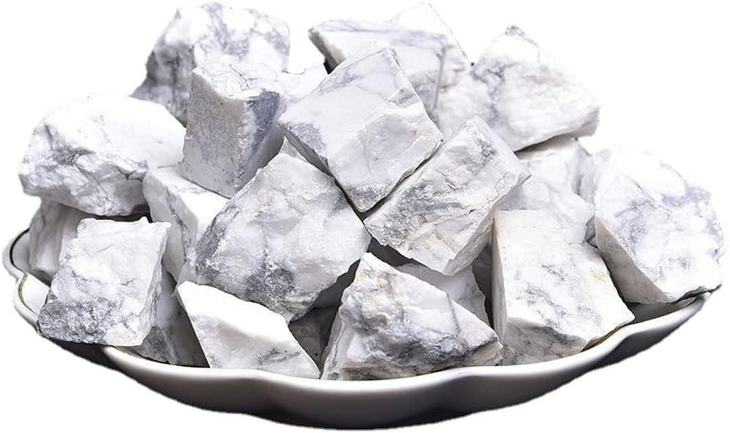 White Howlite Raw Crystals, Large 1.25-2.0 Inch Healing Crystals, Natural Raw Stones, Crystal for Drumming, Cabbing, Fountain Stones, Decoration, Polishing, Wire Wrapping, Wicca & Reiki