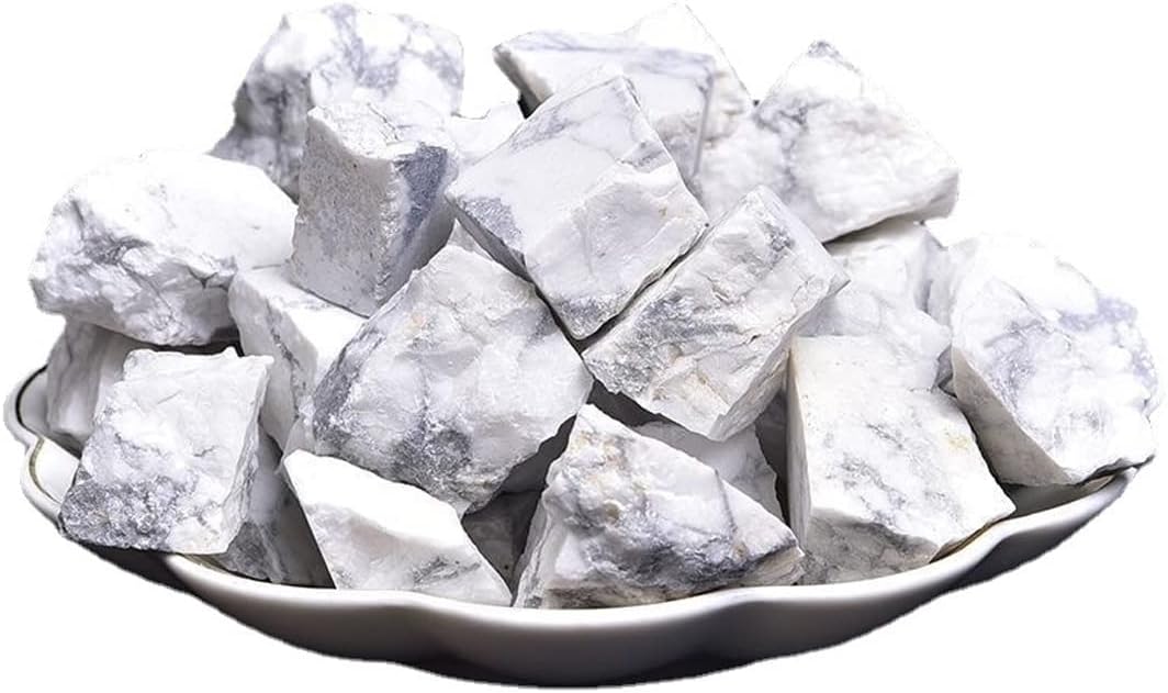 White Howlite Raw Crystals, Large 1.25-2.0 Inch Healing Crystals, Natural Raw Stones, Crystal for Drumming, Cabbing, Fountain Stones, Decoration, Polishing, Wire Wrapping, Wicca & Reiki