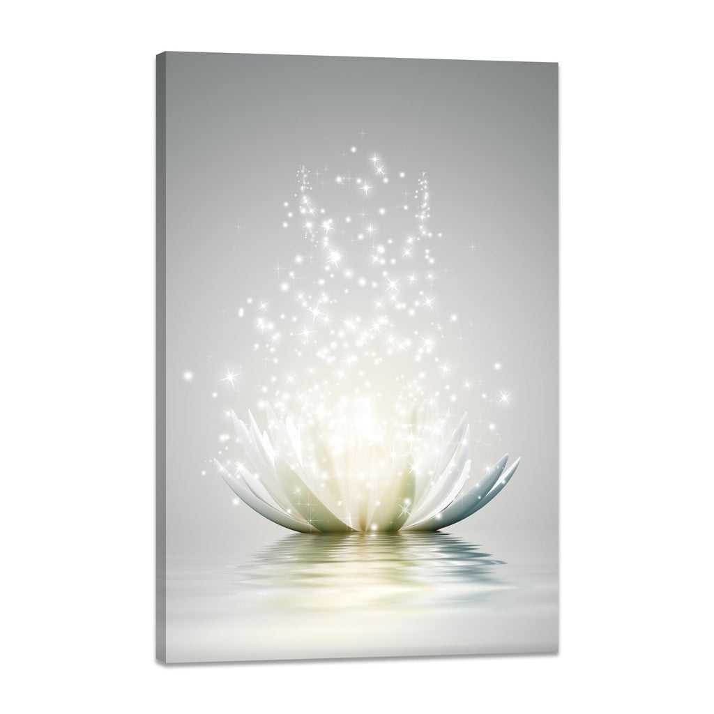Lotus Flower Canvas Print Pictures Bathroom Decor Zen Wall Art Painting Spa Photo Artwork Framed for Spiritual Meditation Yoga Room Ready to Hang 16 x 24inch