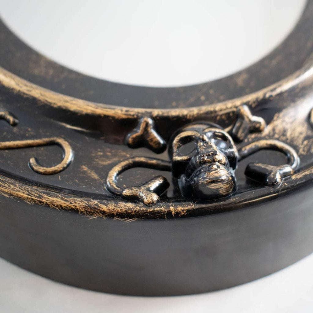 TRIXES Schwarz-Goldener Sprechender Halloween - Spiegel mit Gruseligem Bild - Doppelsensor - Bewegung und Ton aktivierte - Spukhaus Dekoration