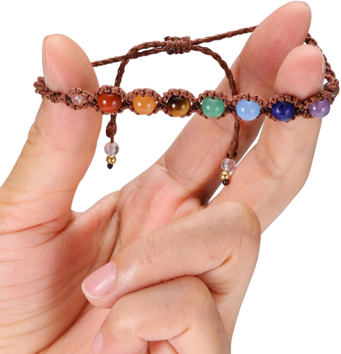 GEHECRST Edelstein 7 Chakra Armband - Heilsteine Einstellbare Armbänder, Yoga Glücksarmband, Healing Reiki Energietherapie Glückbringen Talisman
