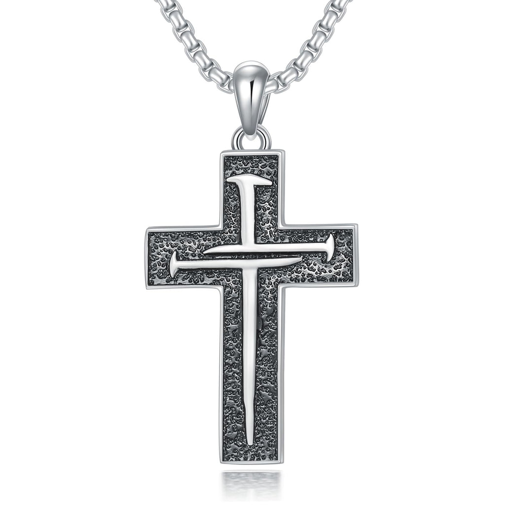 ROMANTICWORK Kreuz Kette 925 Sterling Silber Kreuz Halskette Kreuz Anhänger Christlicher Religiöser Gotischer Kreuz Schmuck Geschenke für Herren Männer Damen