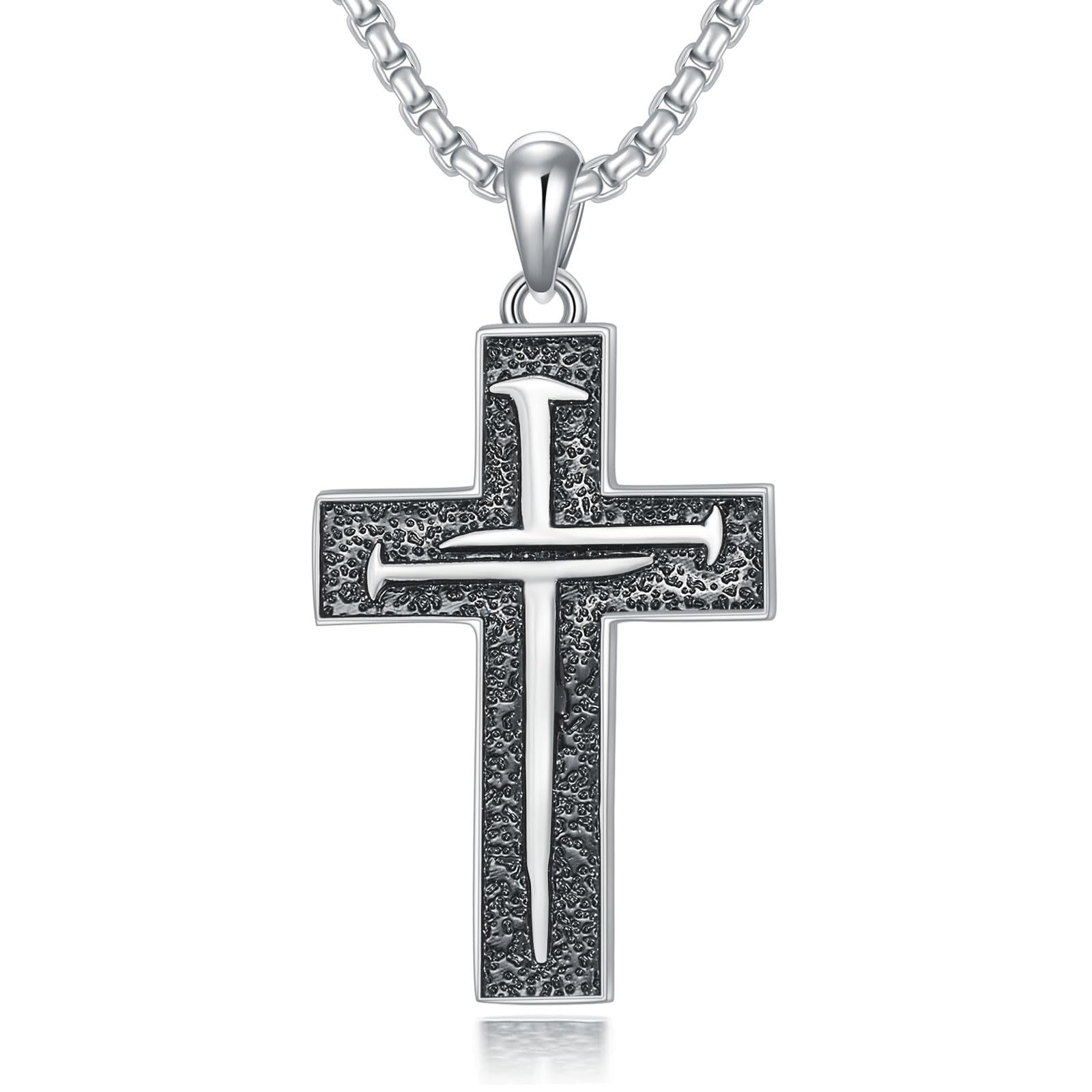 ROMANTICWORK Kreuz Kette 925 Sterling Silber Kreuz Halskette Kreuz Anhänger Christlicher Religiöser Gotischer Kreuz Schmuck Geschenke für Herren Männer Damen