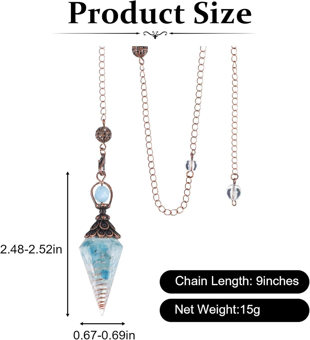 Aquamarine Pendulum Gemstone Pendulum Crystal, Healing Stones Natural Hexagonal Pendulum Stones Anti-Stress Gifts Ornaments for Witchcraft Ceremony, Fortune Telling, Reiki Healing and Esoteric