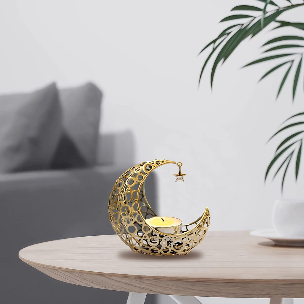 Teelichthalter Moon Kerzenständer Schwarz Windlicht Laterne Tischdeko Wohnzimmer Deko modern Kerzen Deko Kerzenhalter Weihnachten, Grillparty, Valentinstag, Muttertag Ramadan Dekoration