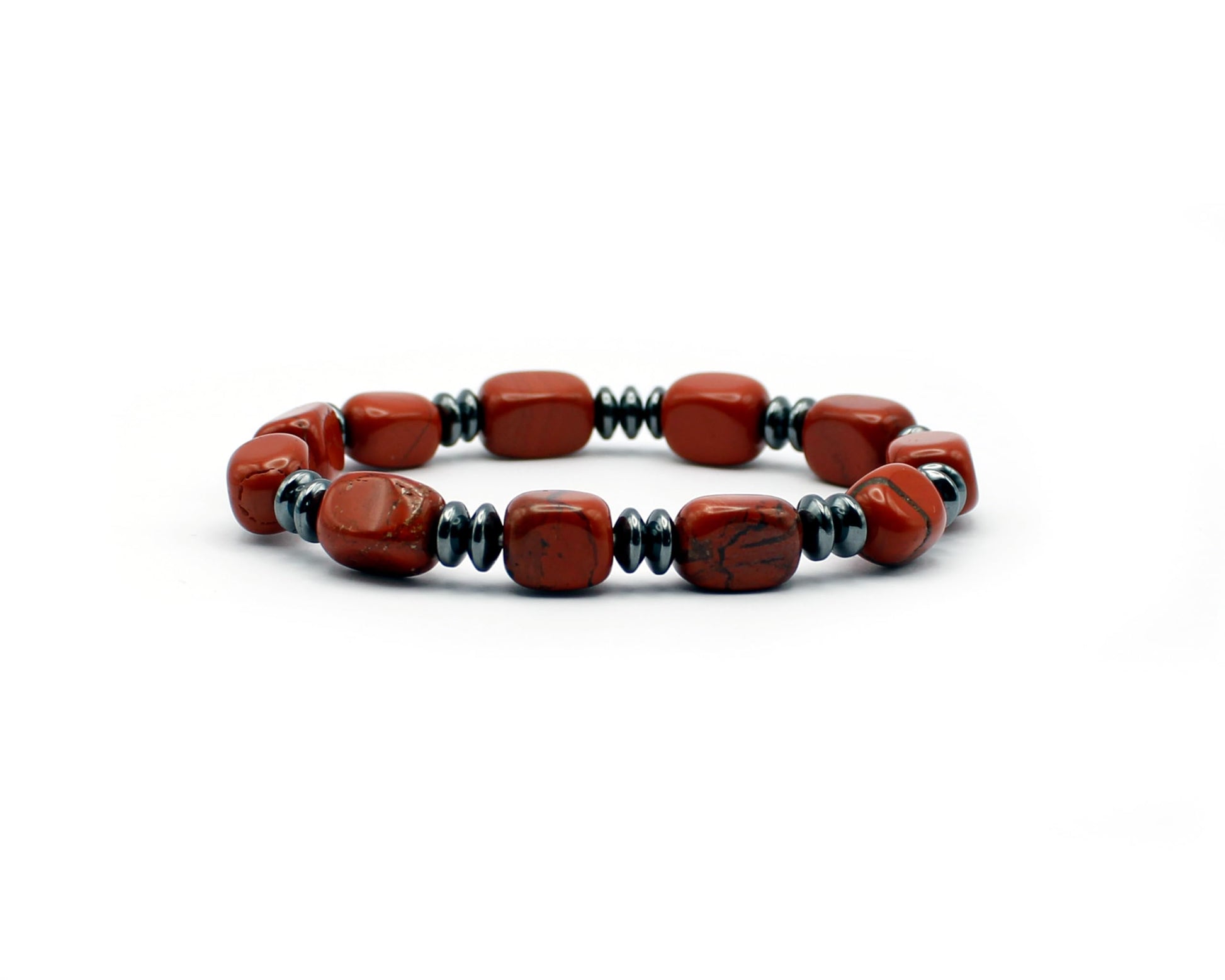 Handgefertigte Armband-Kollektion aus echten Edelsteinen und Hämatin, barockes Design