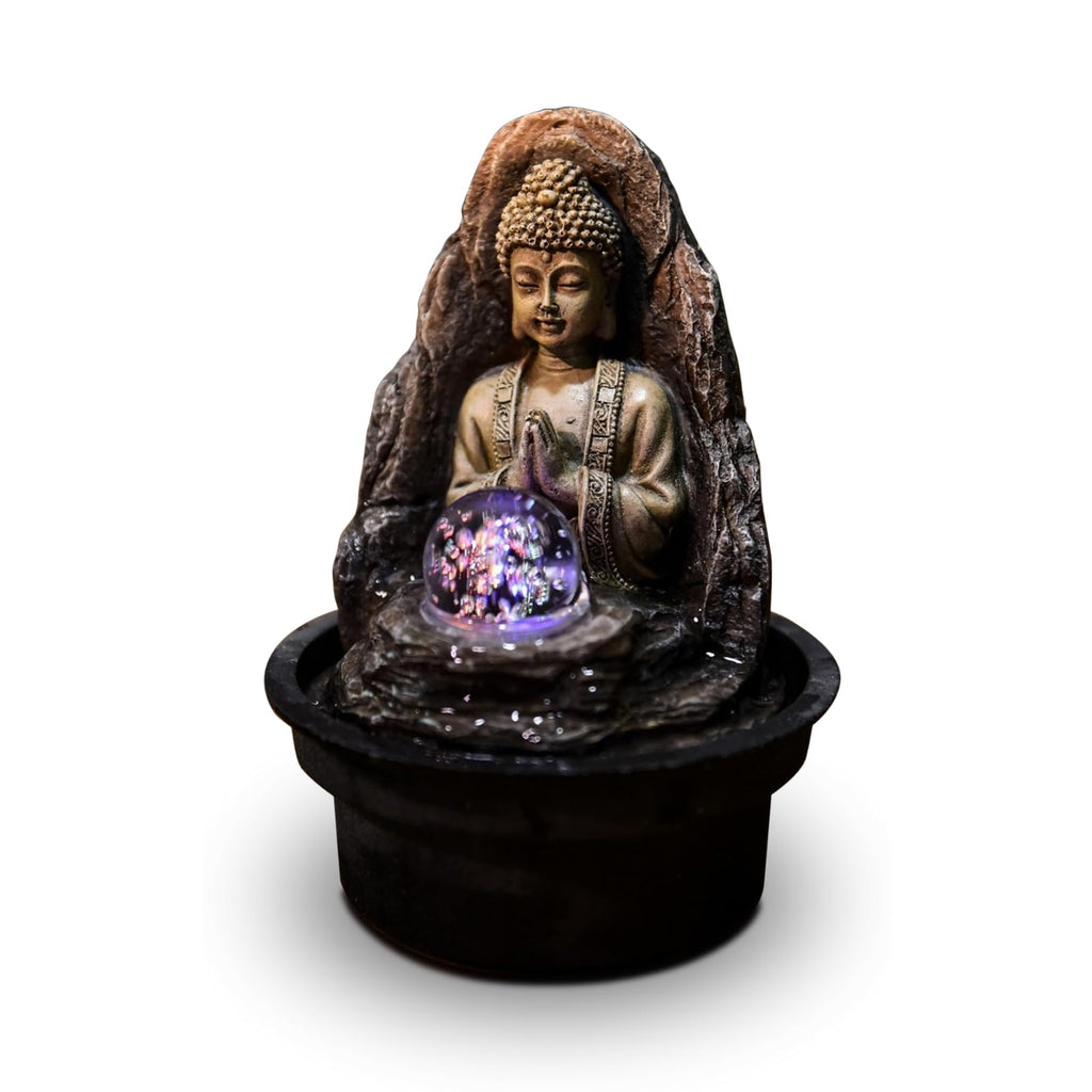 zen' Light Natural Boro Fontaine Resin Silver 13 x 13 x 17 cm