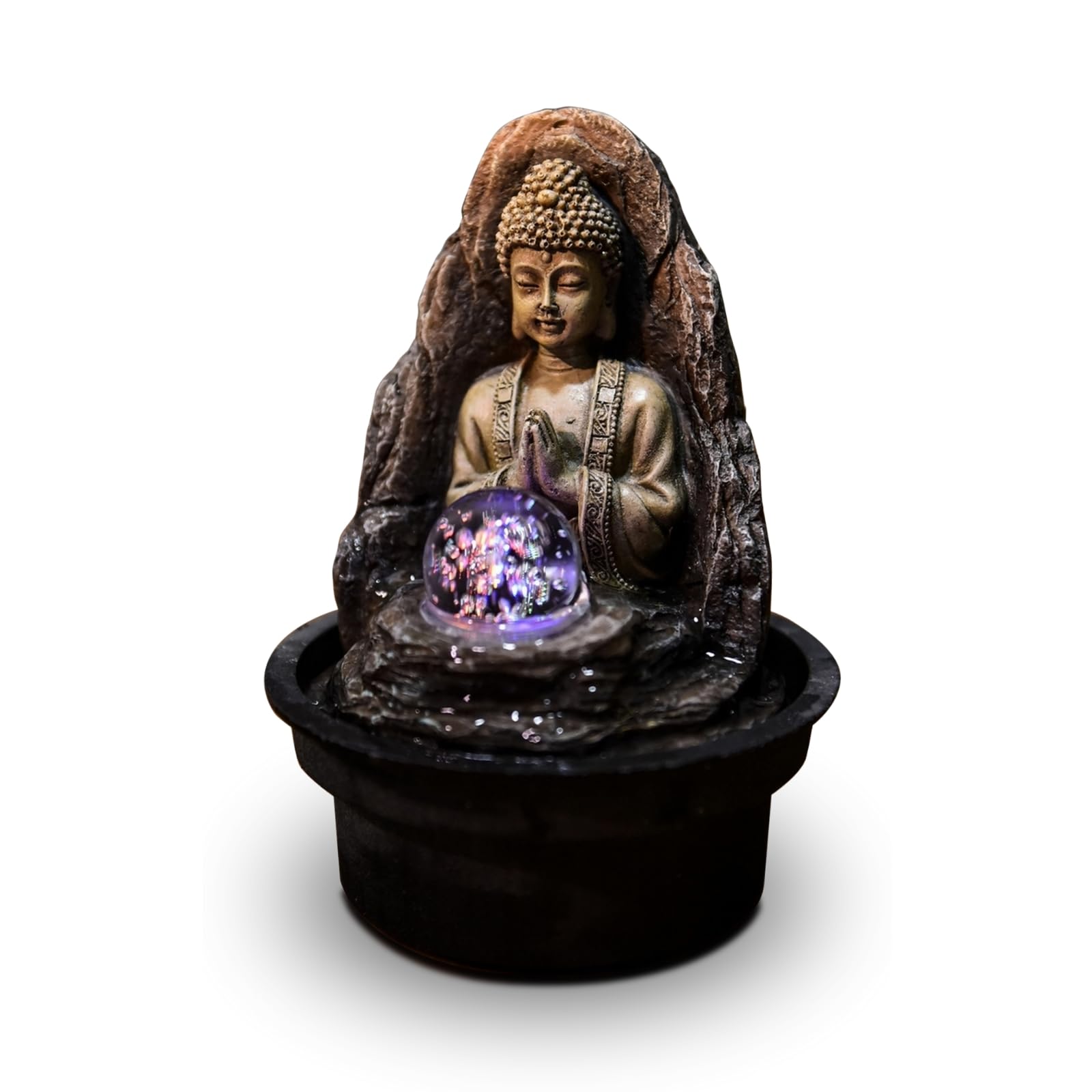zen' Light Natural Boro Fontaine Resin Silver 13 x 13 x 17 cm