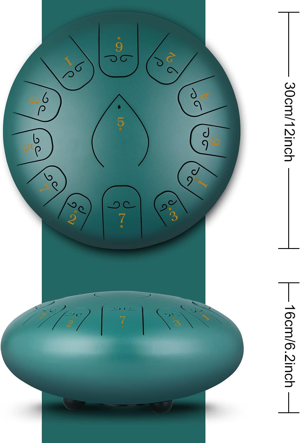 KUD Steel Tongue Drum, 12 Zoll 13 Tone C-Dur Zungentrommel Ätherische Trommel Stahl Handpan Drum Schlagzeug Instrument mit Trommelschlägeln Tragetasche für Meditation Yoga Klangheilung