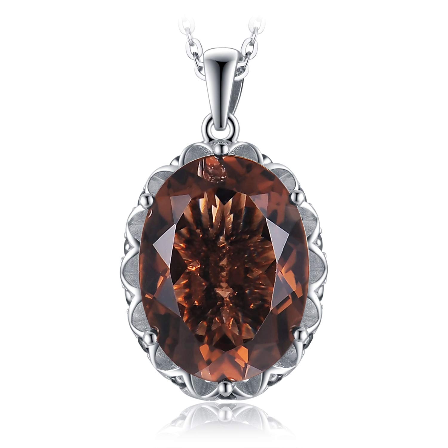 JewelryPalace Oval 8ct Echt Rauchquarz Ketten Anhänger 45CM, Schmuck Set, Halskette Damen Silber 925 Collier Damen mit Groß Edelstein Mädchen, Halsketten Damen Braun mit Stein für Frauen Rosegold Gold
