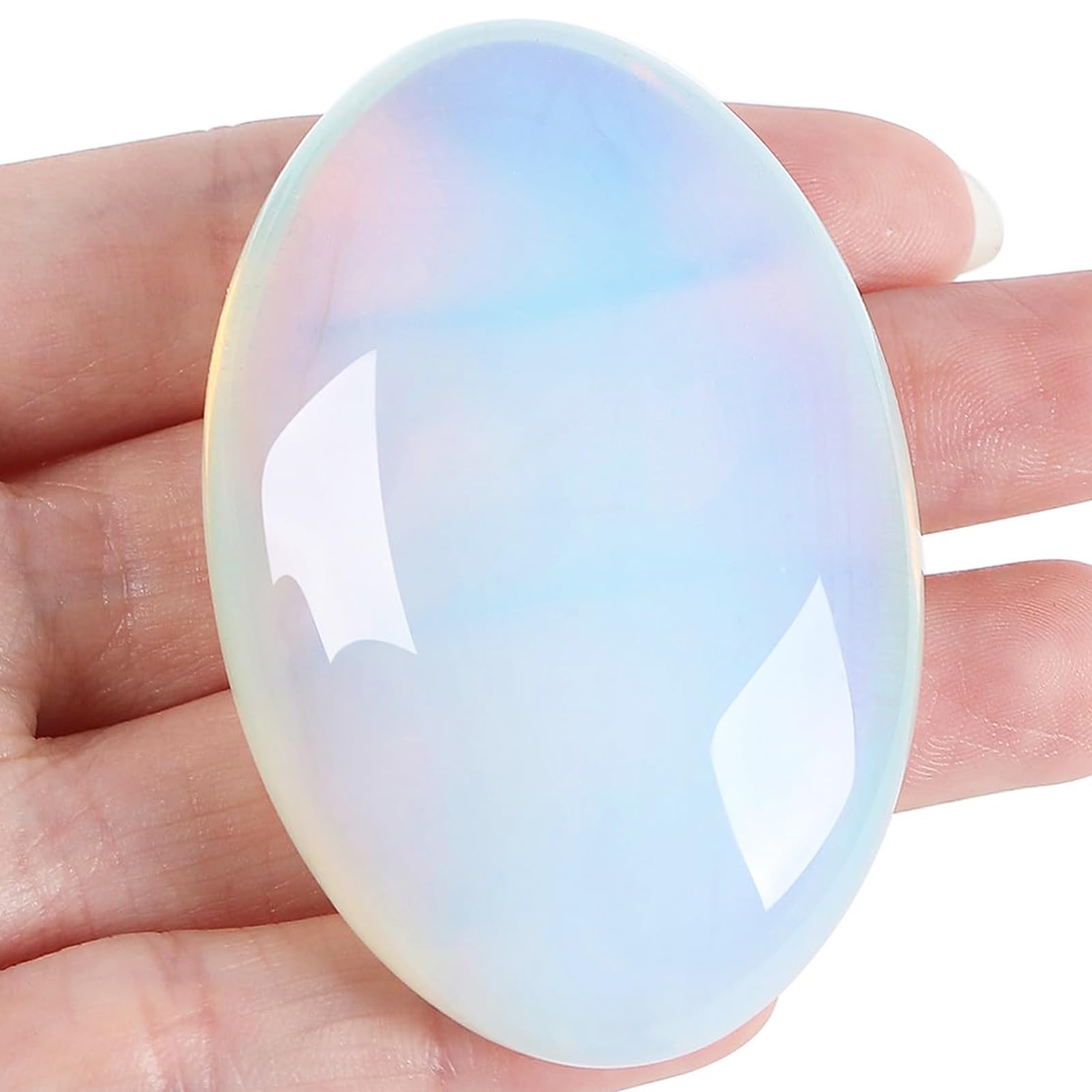 XIANNVXI 2.4 Inch Large Crystals Moonstone Gemstones Worry Stones Natural Labradorite Polished Oval Palm Bag Stone Healing Crystal Energy Stone Spiritual Gifts 1 Piece