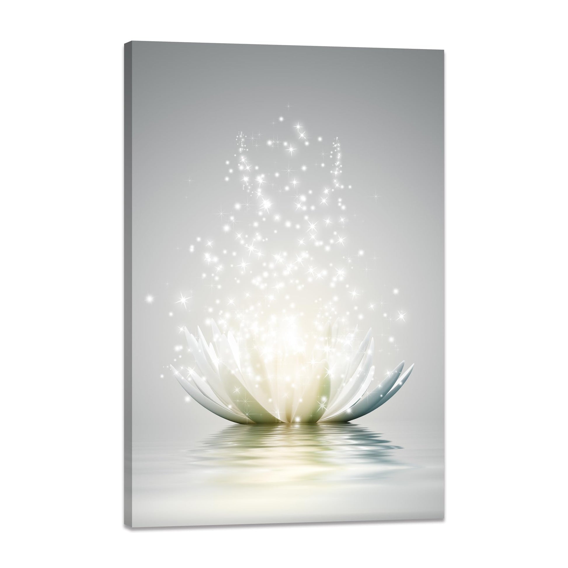 Lotus Flower Canvas Print Pictures Bathroom Decor Zen Wall Art Painting Spa Photo Artwork Framed for Spiritual Meditation Yoga Room Ready to Hang 16 x 24inch