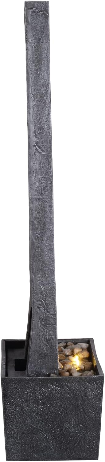 Peaktop RJ-19041-EU Garden Patio Stone 38 Inch Upright Waterfall Fountain