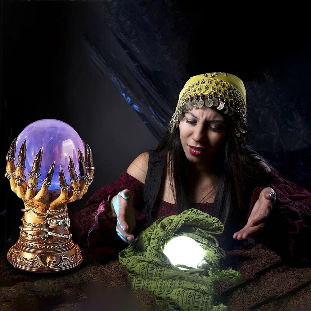 GDZTBS Halloween Kristallkugel Hexe Himmlische Kristallkugel Berührungsempfindliche Glas Blitzkugel Magische Kristallkugel Blinkende Kristallkugel für Halloween Dekoration