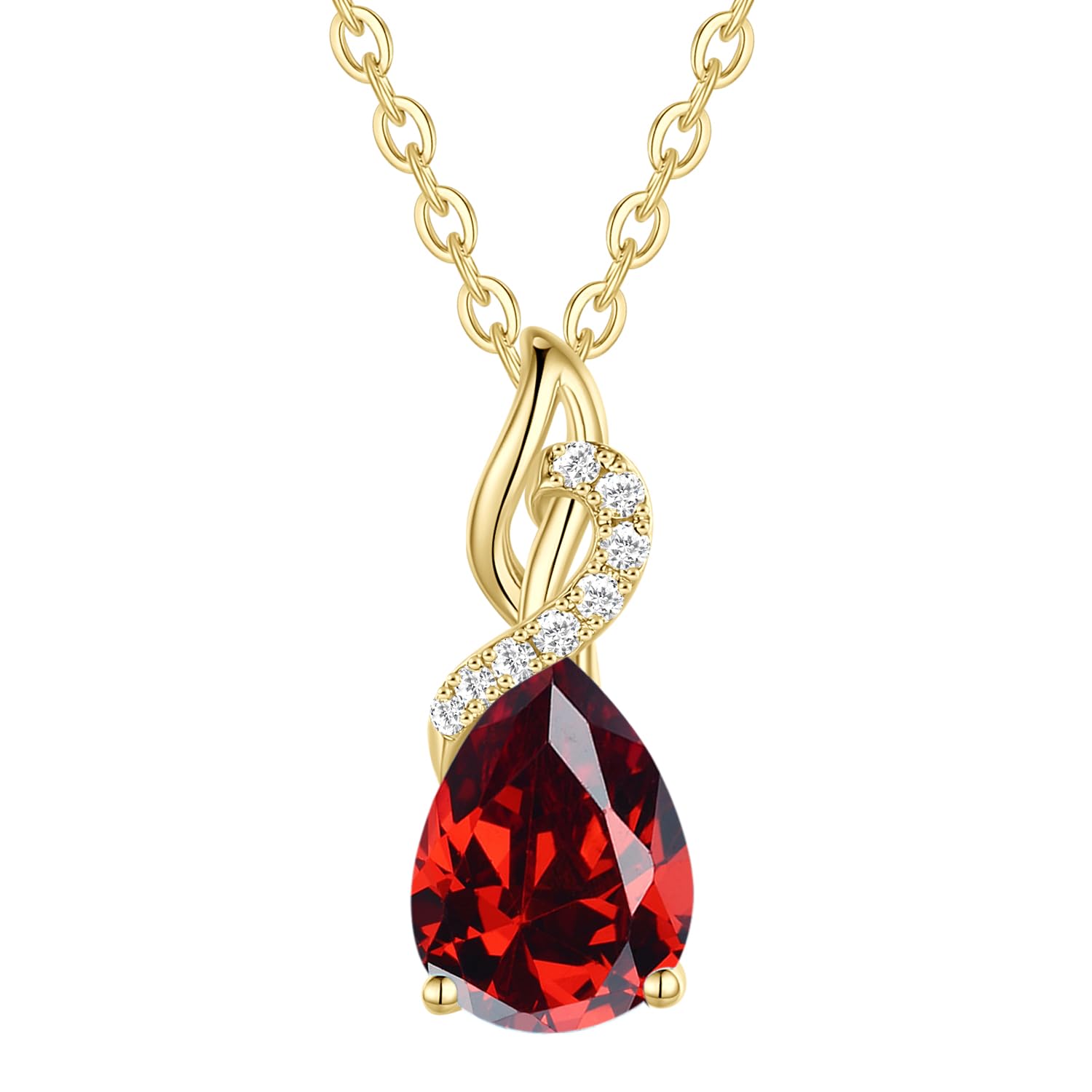 FANCIME Solide 14 Karat 585 Gelb Gold Anhänger Kette mit Tropfen Edelstein und 0.28ct Diamant Geschenk Schmuck für Damen Sie, 925 Silber Kettenlänge: 40 + 5 cm