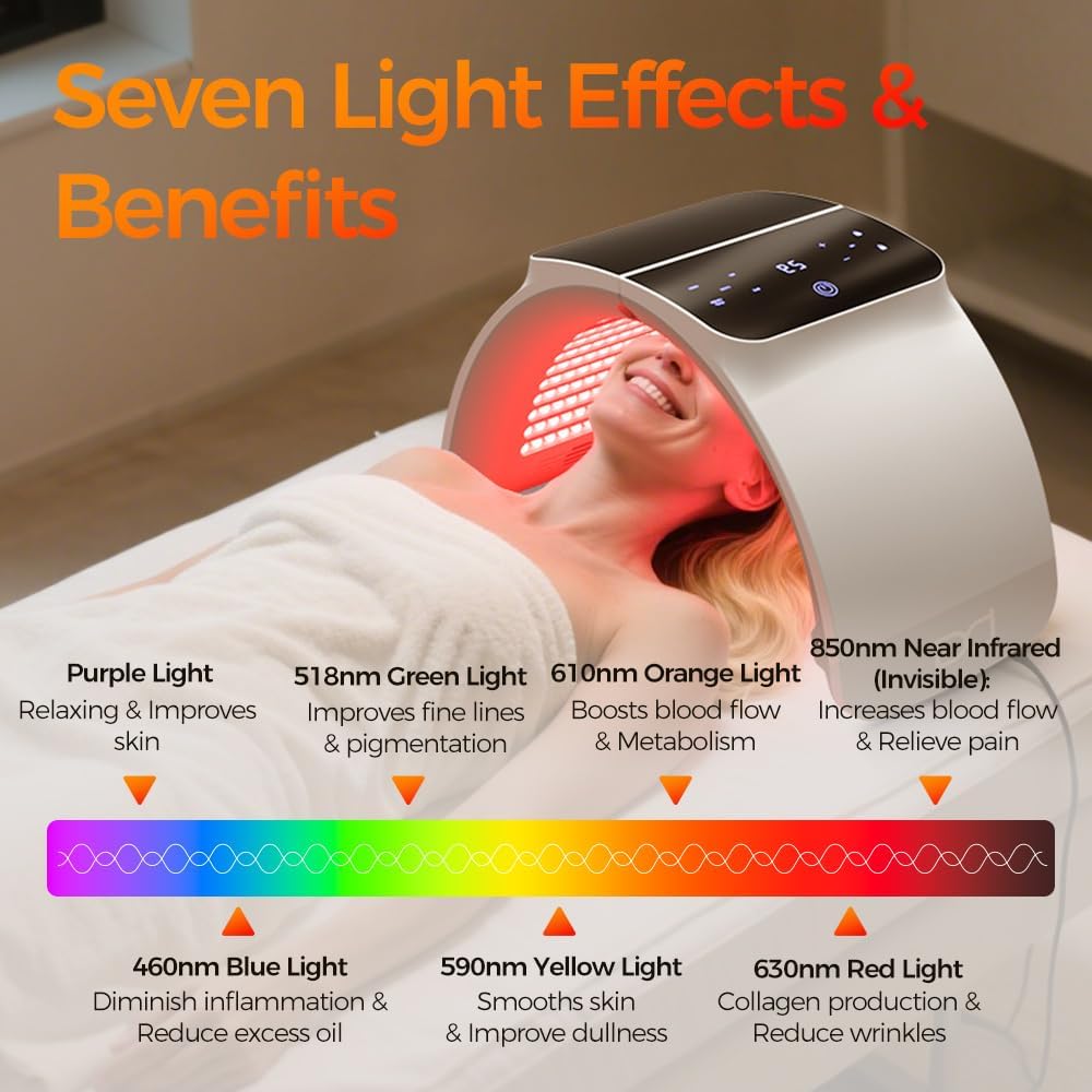 Bestqool LED-Lichttherapie – 6 Farben mit Nahinfrarot-Licht LED, SPA Salon Gerät