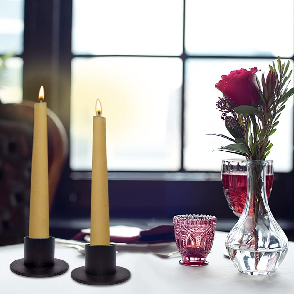Set mit 4 schwarzen Kerzenhaltern, Retro-Kerzenlicht-Dinner-Kerzenhalter, für Wohn-, Esszimmer- und Schlafzimmerdekoration, Kamindekoration(Neue Verpackung)