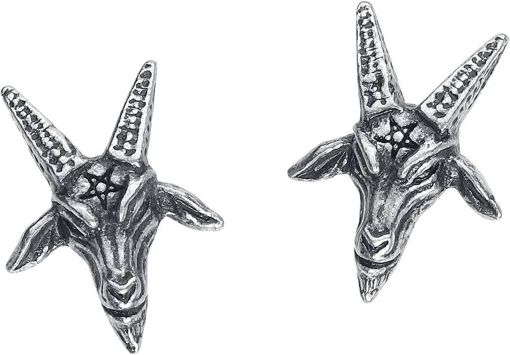 Alchemy Gothic Baphomet Studs Women's Silver Gothic Stud Earrings Set