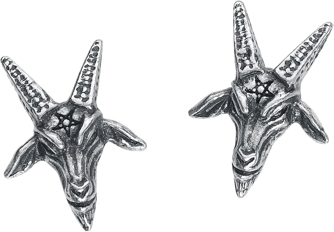Alchemy Gothic Baphomet Studs Women's Silver Gothic Stud Earrings Set