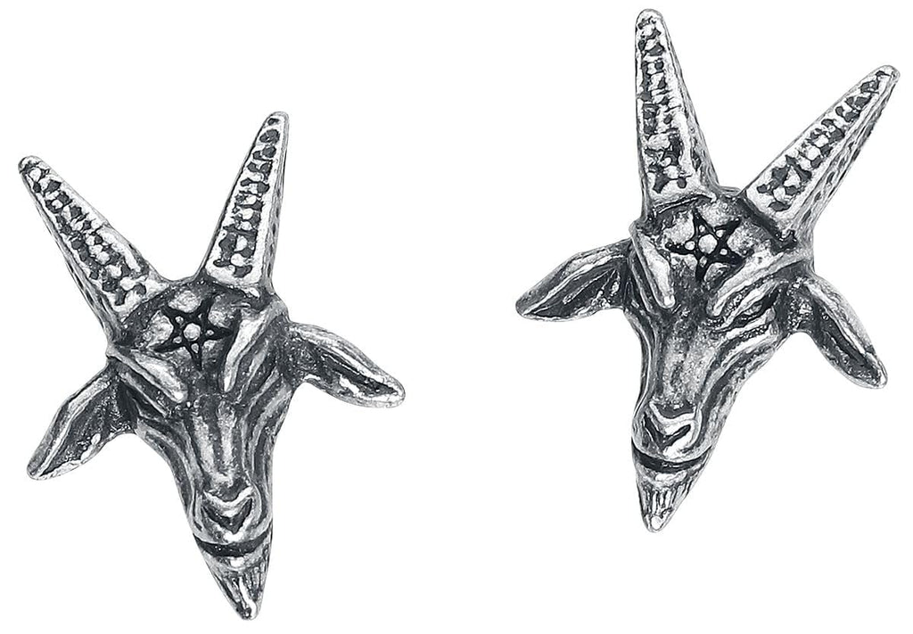 Alchemy Gothic Baphomet Studs Women's Silver Gothic Stud Earrings Set