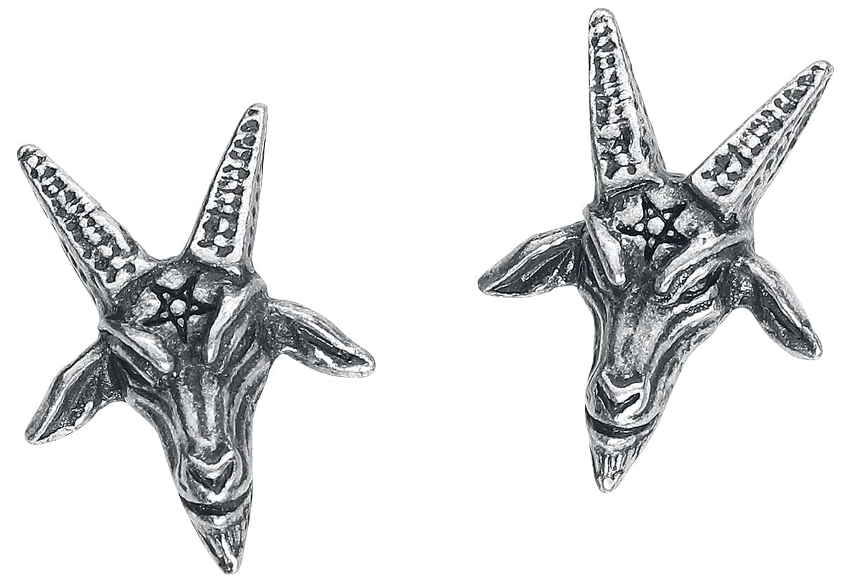 Alchemy Gothic Baphomet Studs Women's Silver Gothic Stud Earrings Set
