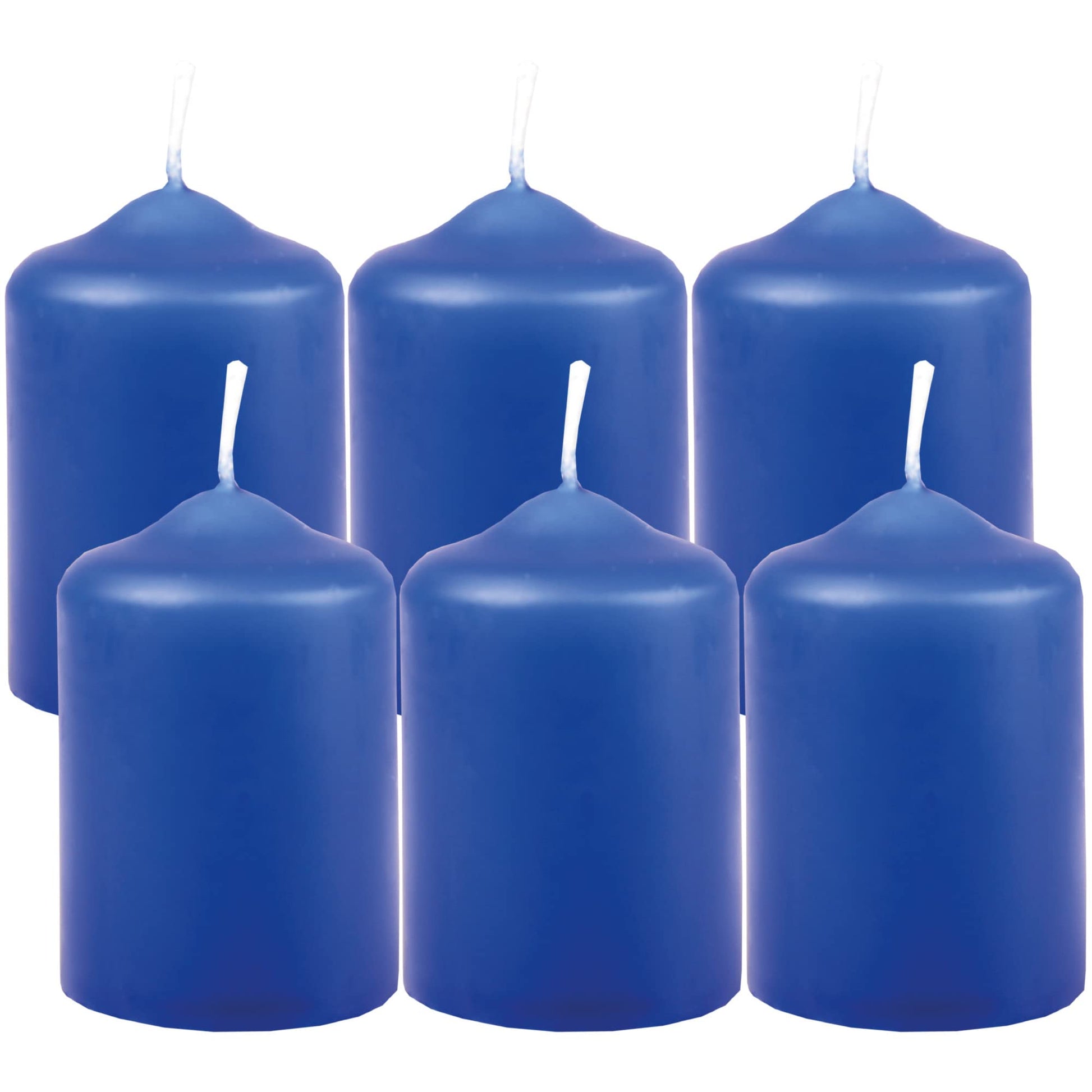 Wax Candles, Pillar Candles, Black, Tea Light Diameter 4 cm x height 6 cm (Pack of 6), Available in Many Colours - Made in the EU - Candles Block Candles - Wax